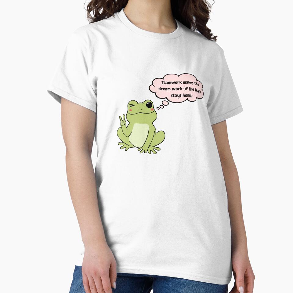Tea work is a dream work (if the team stays home) funny frog sticker by Lynxaria