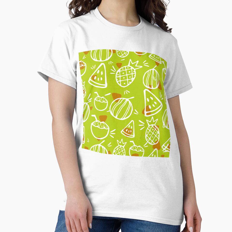 Lime Green Tropical Fruit Sketches Pattern by everything4eva