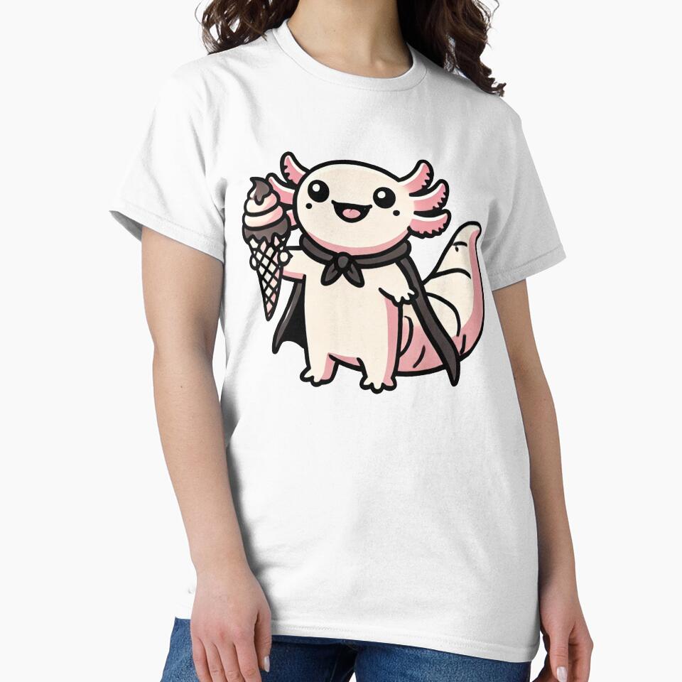 Kawaii Axolotl Superhero Holding Giant Ice Cream Cone by RetroPop23