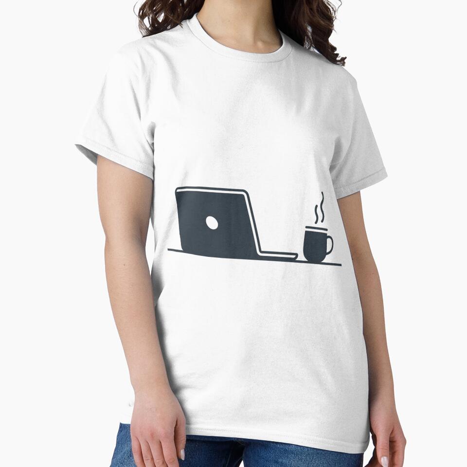 Minimalist Laptop and Coffee Cup Design – Work from Home Aesthetic Artwork for Productivity, Freelancers, and Coffee Lovers by ArtByYunus