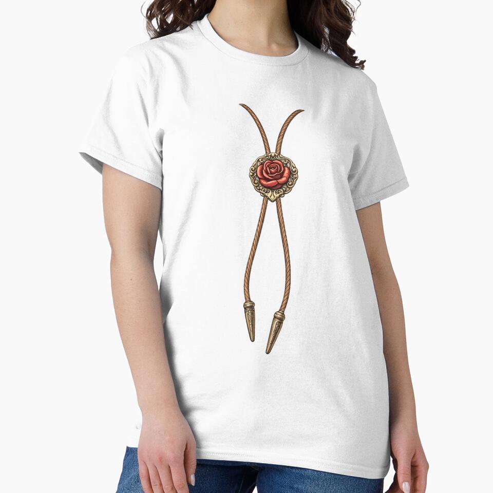 Western Rose Bolo Tie- Cowgirl Necklace Graphic Tee by WesternWaresCo