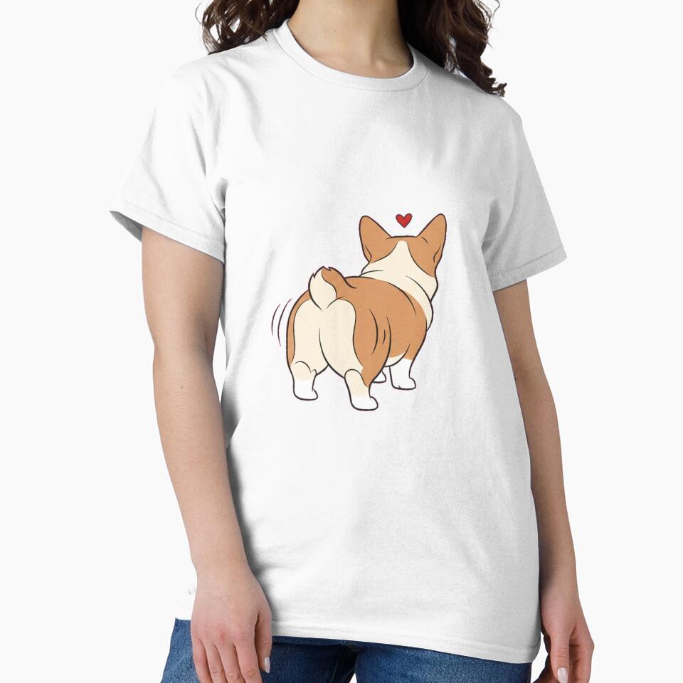 Corgi Butt Wiggle Line Art Dog Lover Minimalist Cute Design by Bratak