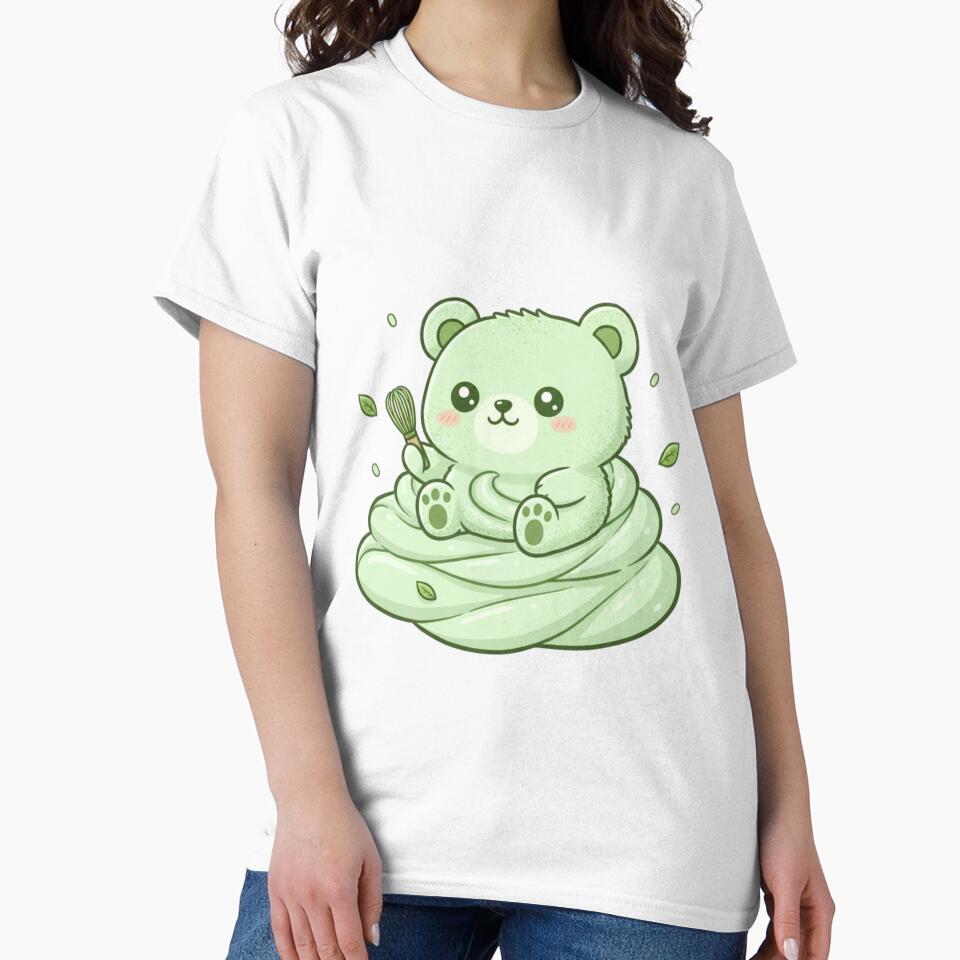 Matcha Whisk Bear Cozy Green Dessert Art by INLAYVERSE