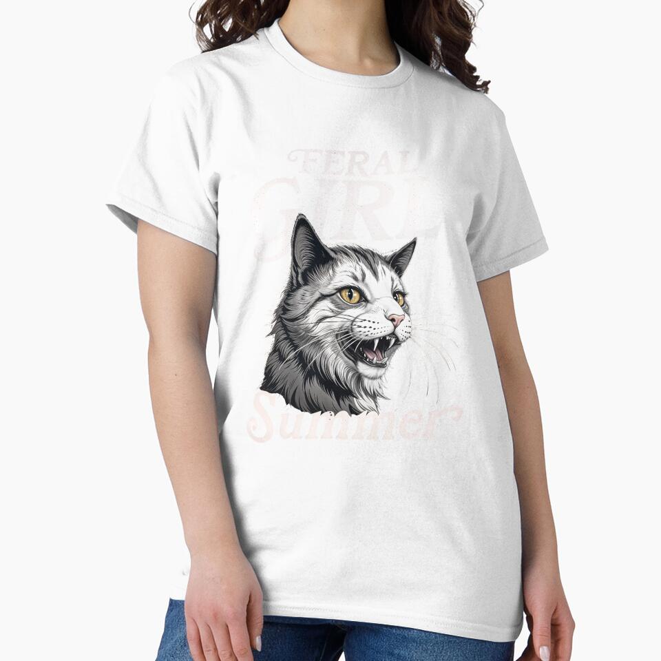 Feral Girl Summer Cat Funny Chaotic Meme Trend Design For Cat Lovers by G350