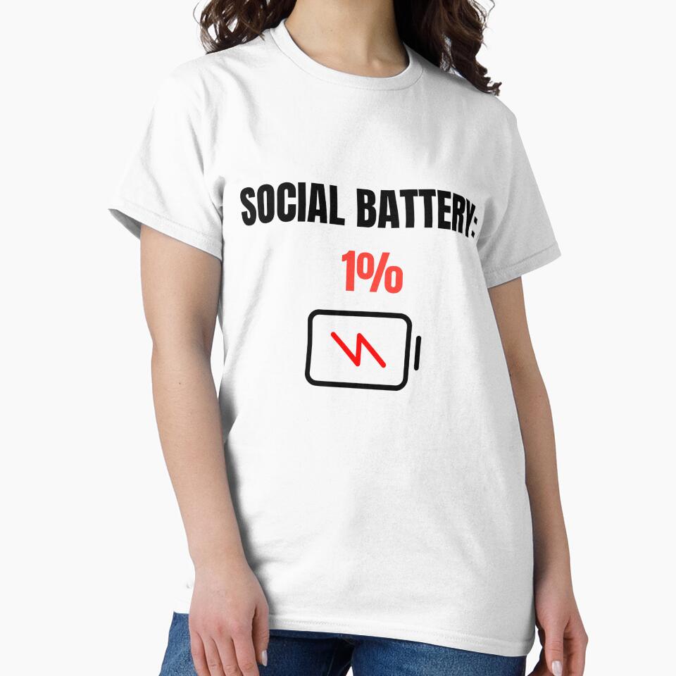 Social Battery 1 Percent Funny Introvert Humor Design by LowBatteryStudio ⭐