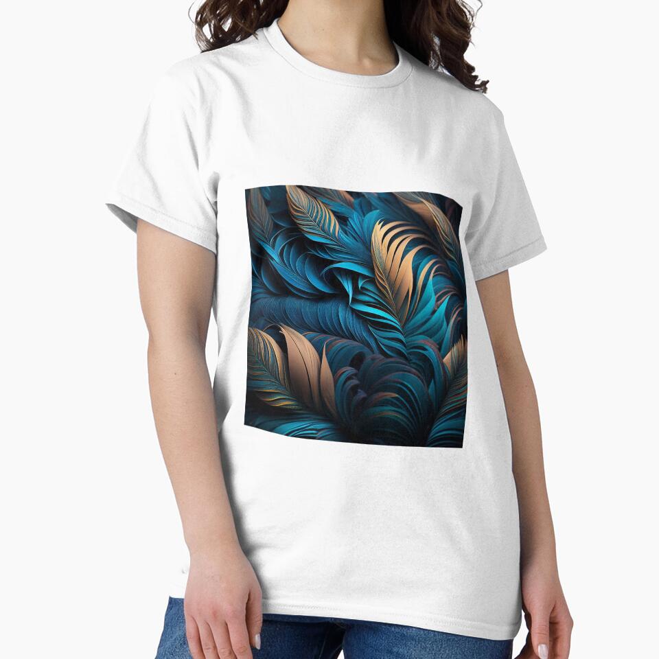 Wild colourful pattern digital art based on birds' plumage feathering inspiration blue brown palette by VISO-art