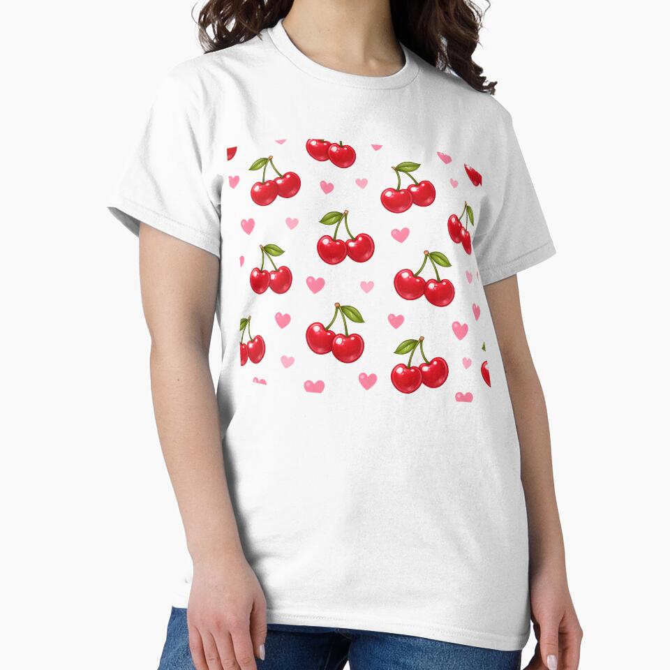 Cute Cherry Hearts Seamless Pattern Retro Coquette Aesthetic by Luvahawb