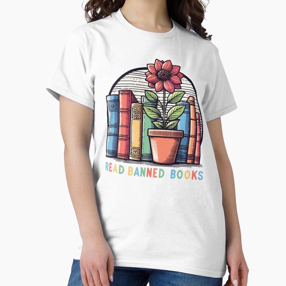 Read Banned Books Pot Flower Colorful by TomFrontierArt