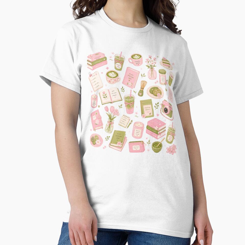 Matcha and Pastry Pattern | Pink Bakery Illustration by StrawberryStudio