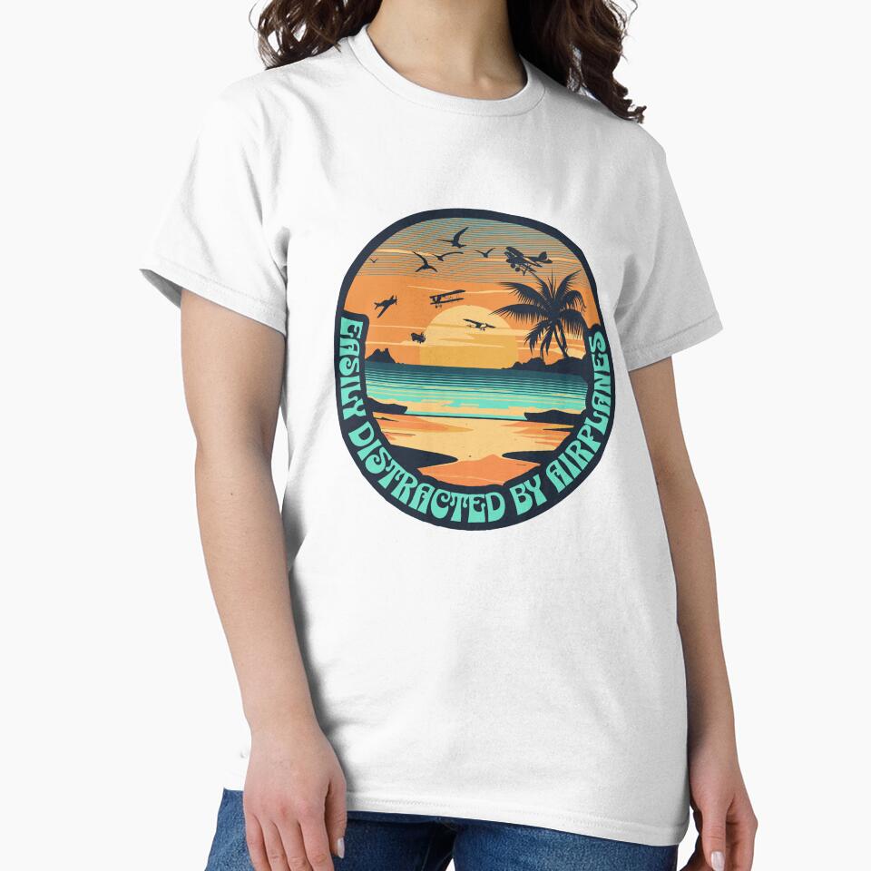 Retro Sunset Flight Crew design Easily distracted by airplanes by AviationArtists
