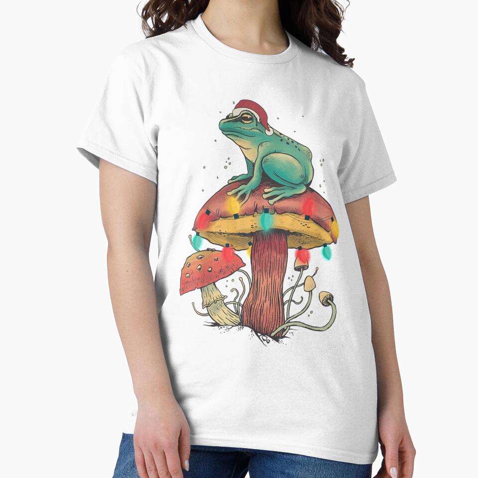 Christmas Frog Sitting Mushroom Long Sleeve by GatheringPlace