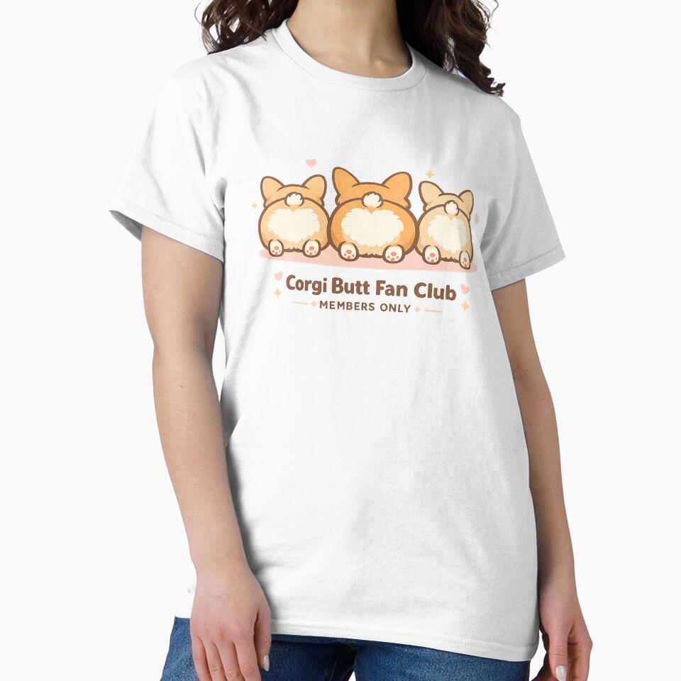 Corgi Butt Fan Club Members Only – Cute Kawaii Funny Art | Corgi Lover Gift by irfanshikh