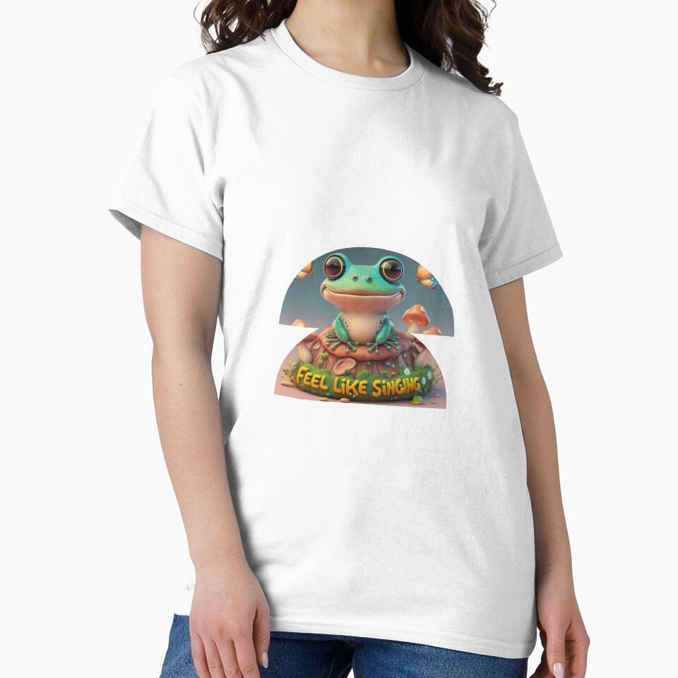 Frog on Mushroom - Feel Like Singing by HanaiPrint