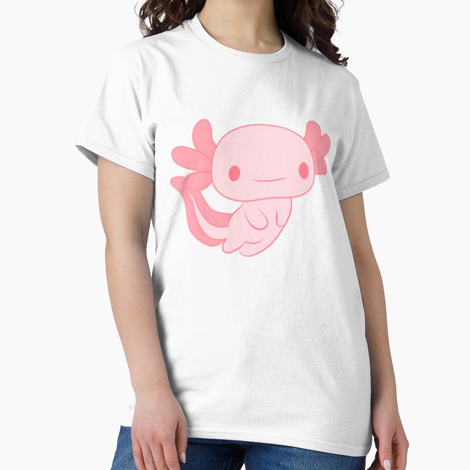 Cute Smiling Axolotl in Pastel Pink by elunemori