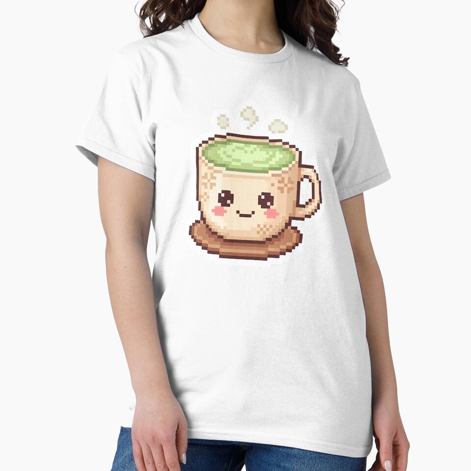 Cute Kawaii Pixel Art Matcha Latte Cozy Drink by PixelAlchemyHQ