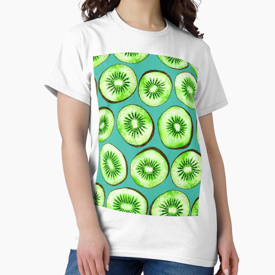 Kiwi slices on turquoise by Katerina Mitkova Kirilova