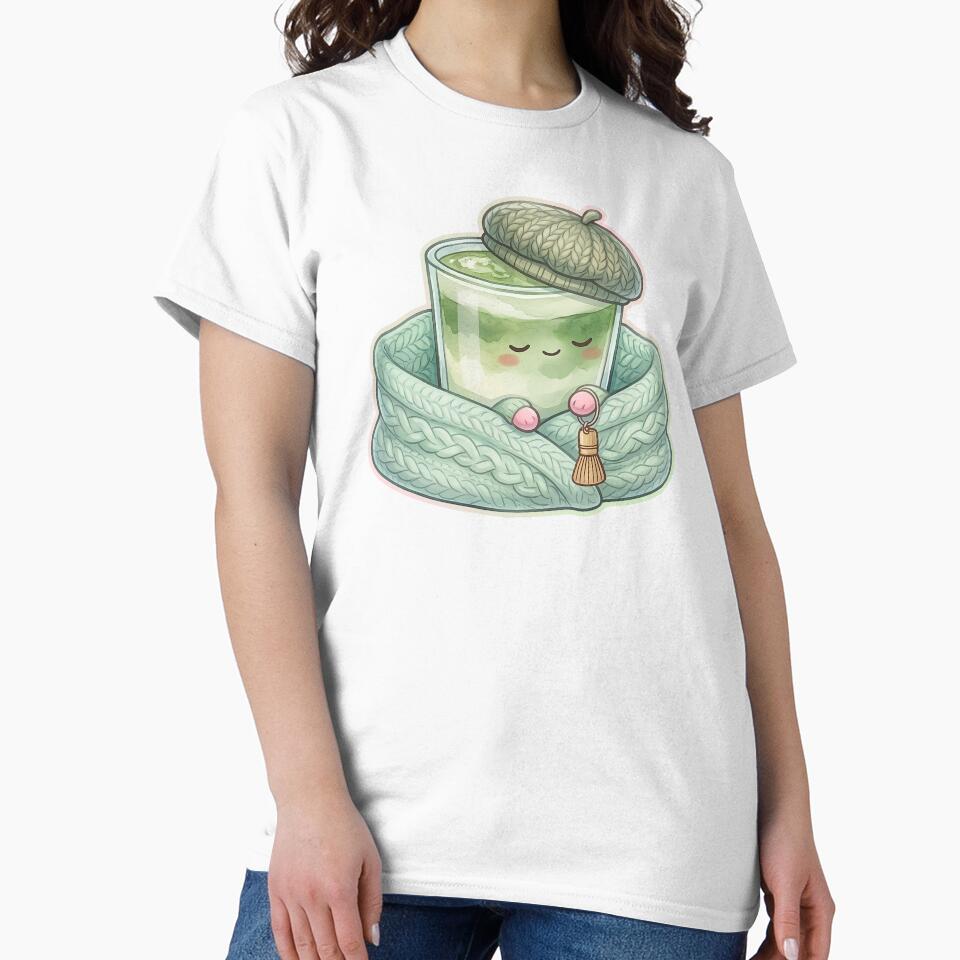 Sleepy Matcha Latte with Bamboo Whisk – Cozy Kawaii Drink by MerchYouSearch
