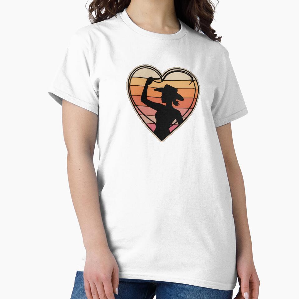 Retro Cowgirl Heart Silhouette with Lasso by Lily-and-Lyle
