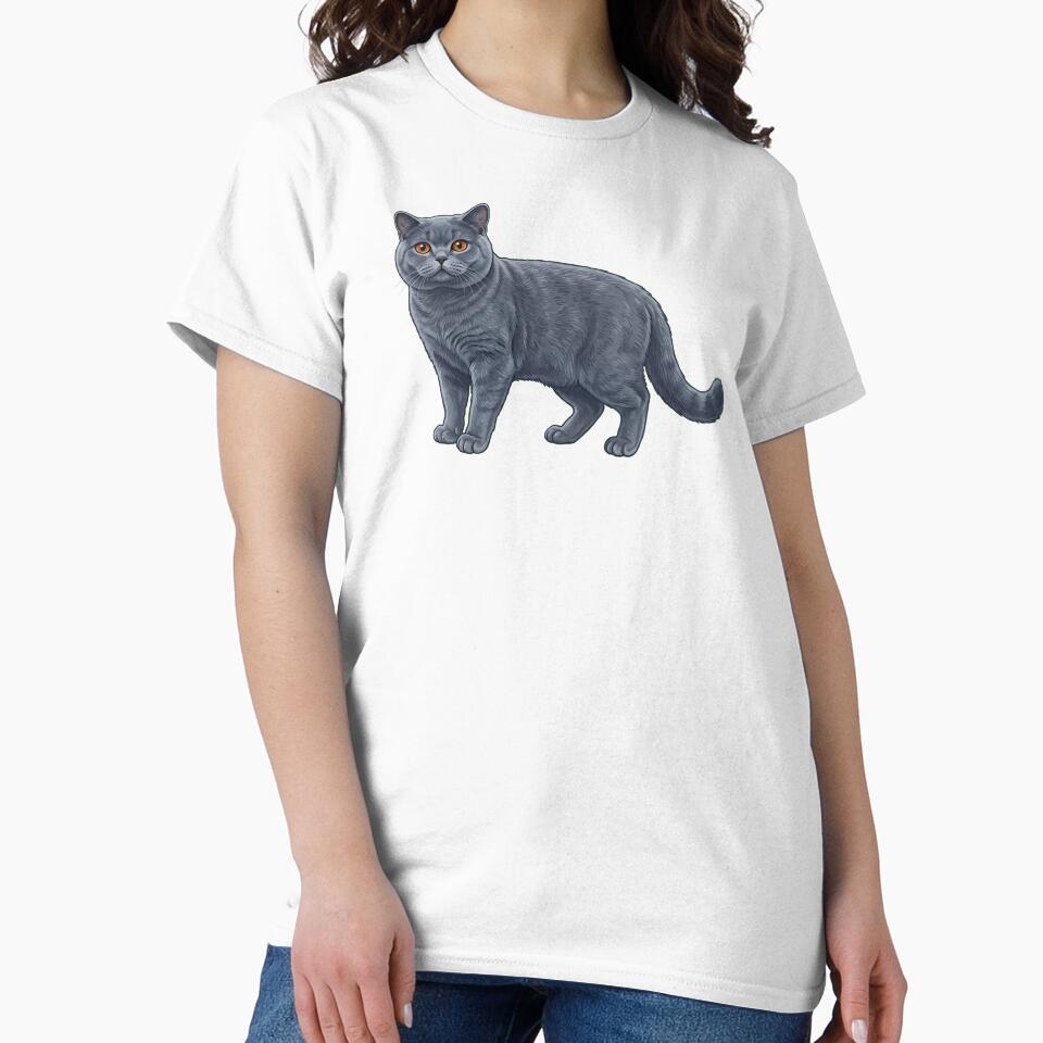 Cute Hand-Painted British Shorthair Cat Illustration by SYCESTORE