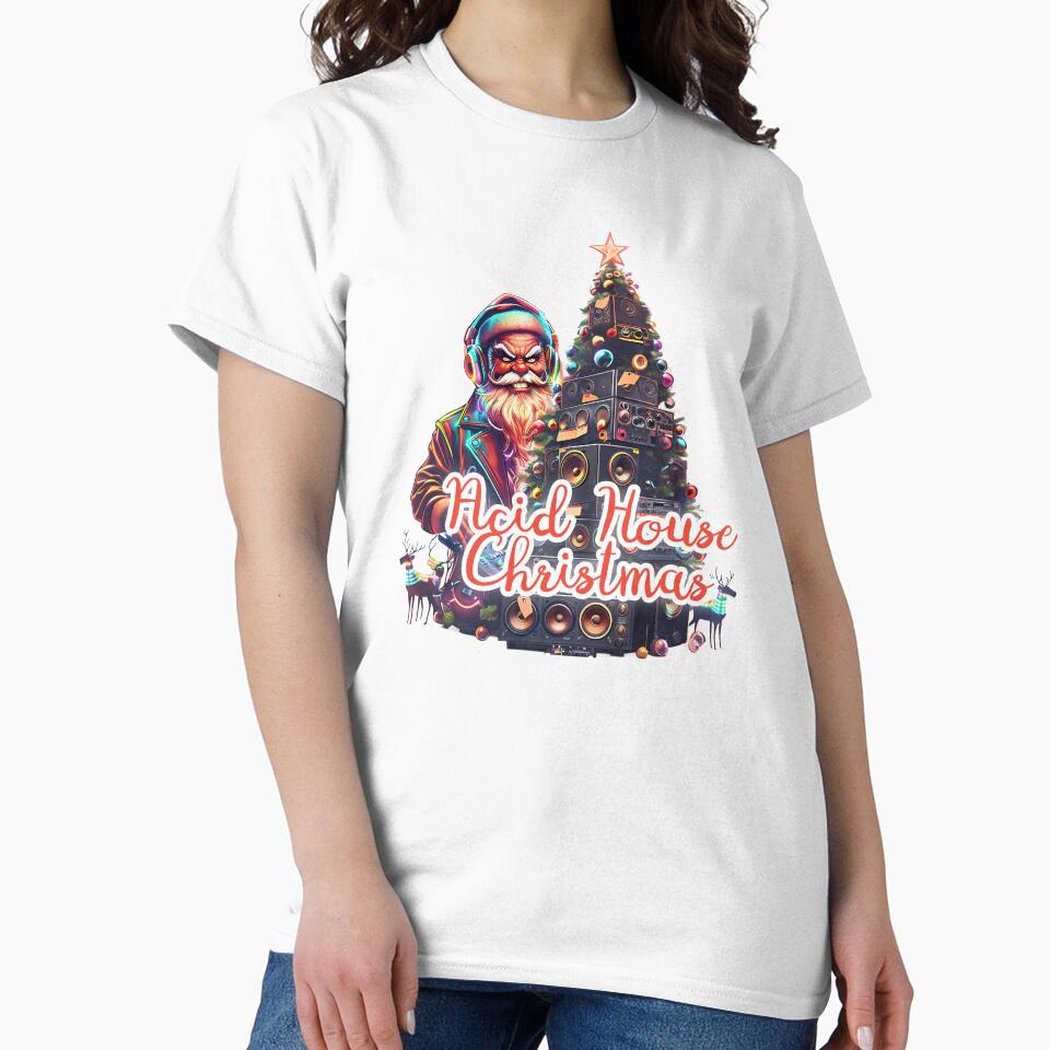 Acid House Christmas - Rave Santa with Speaker Tree by Designorigin
