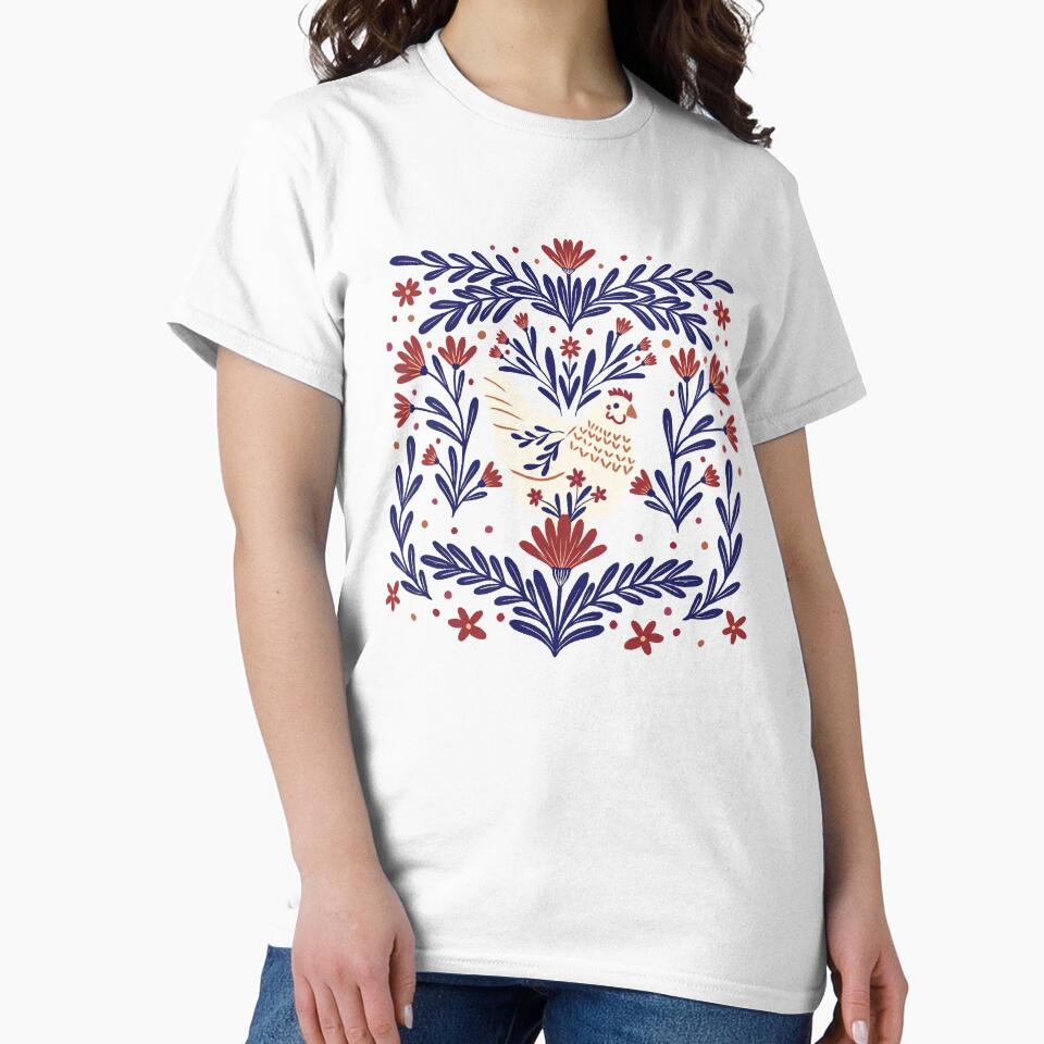 Blooming Chicken - brown and indigo by wackapacka