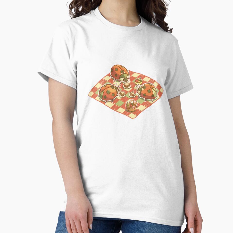 Ladybug Picnic Cute Beetles Eating Sandwiches on Checkered Blanket by Magnificent Lizard