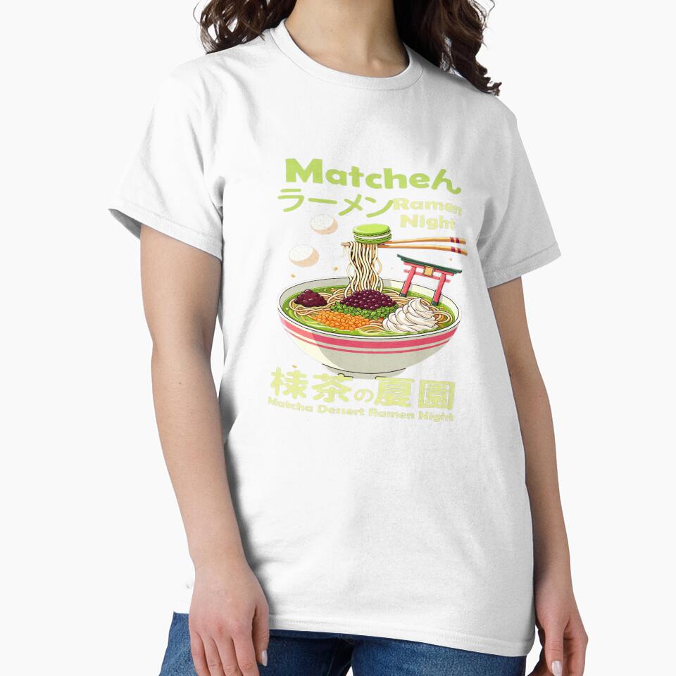 Matcha Ramen Night T-Shirt – Cute Japanese Dessert Ramen Design, Kawaii Food Anime Graphic Tee by Sushikidsntod