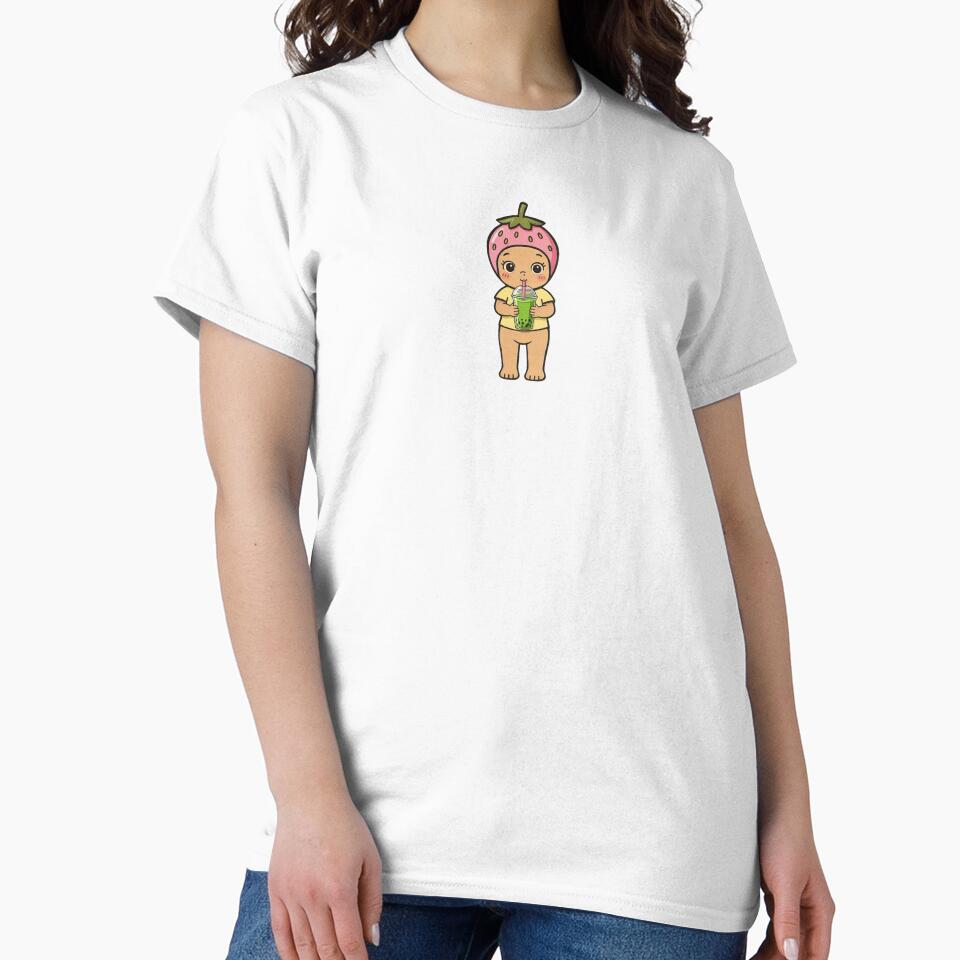 Matcha lover angel baby cute strawberry design by elenasedit