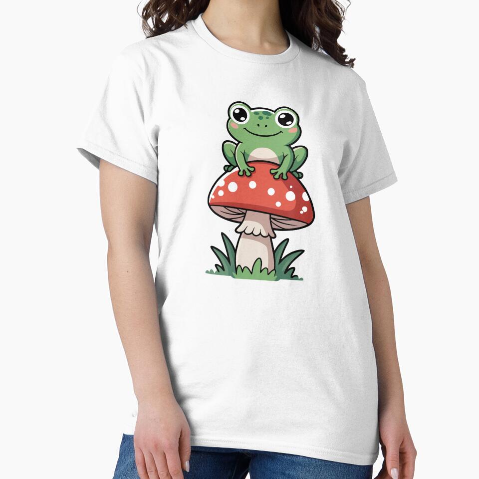 Cute Kawaii Frog on a Mushroom by Tiny-roar-studio