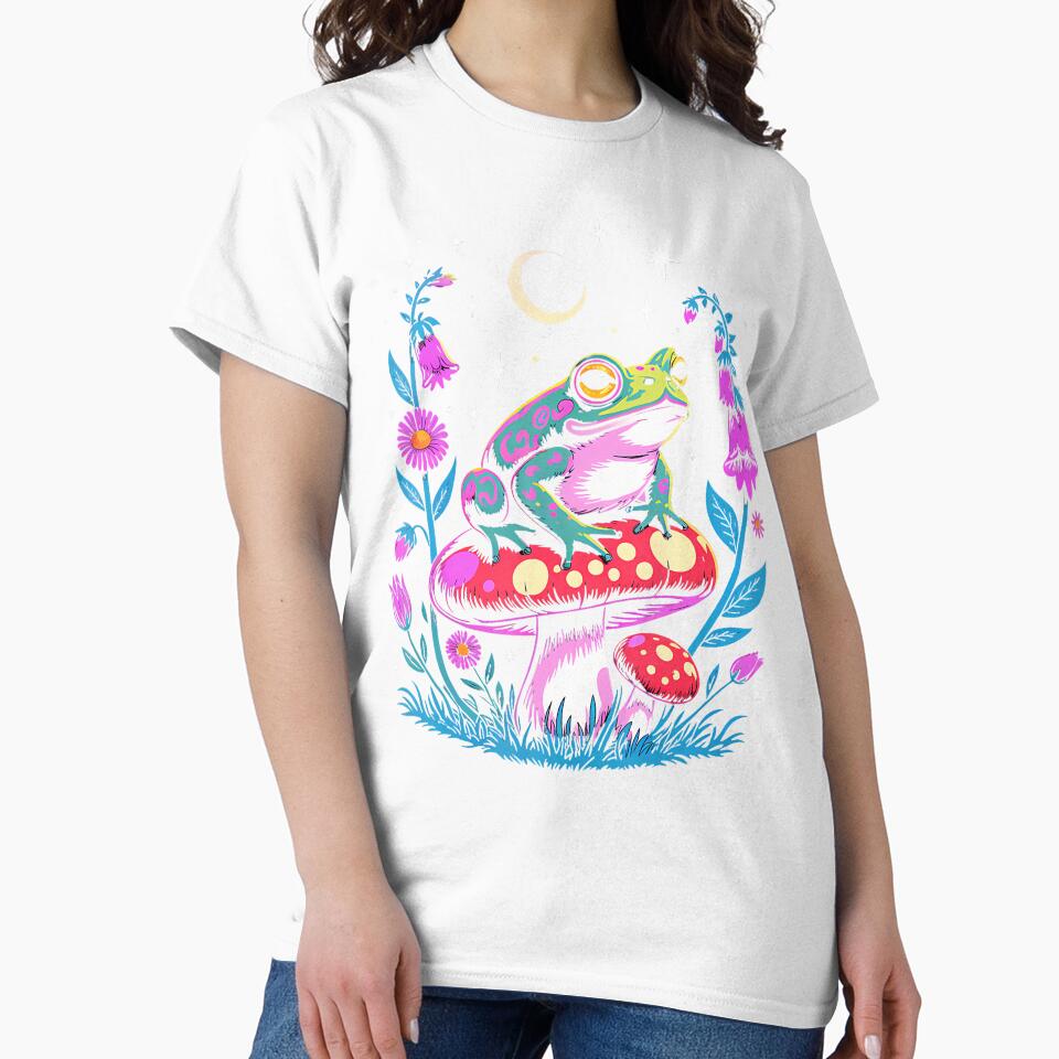 Floral And Frog Sitting On Mushroom by AngelaSandra