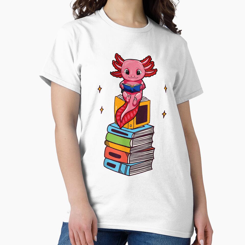 Funny Axolotl Cute Bookworm Girls Boys Book Reading Axolot by glynismalcolm