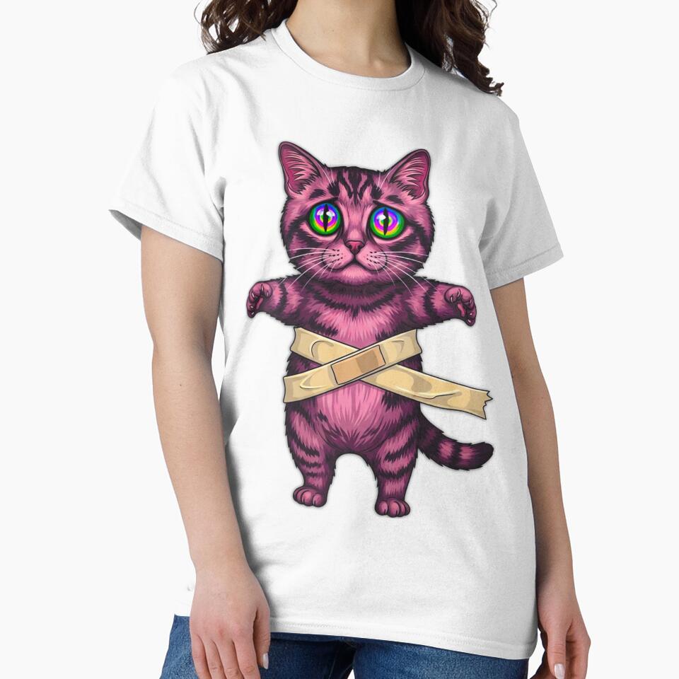 Glowing Gaze - Trippy Purple Striped Cat by JP's Print Lab