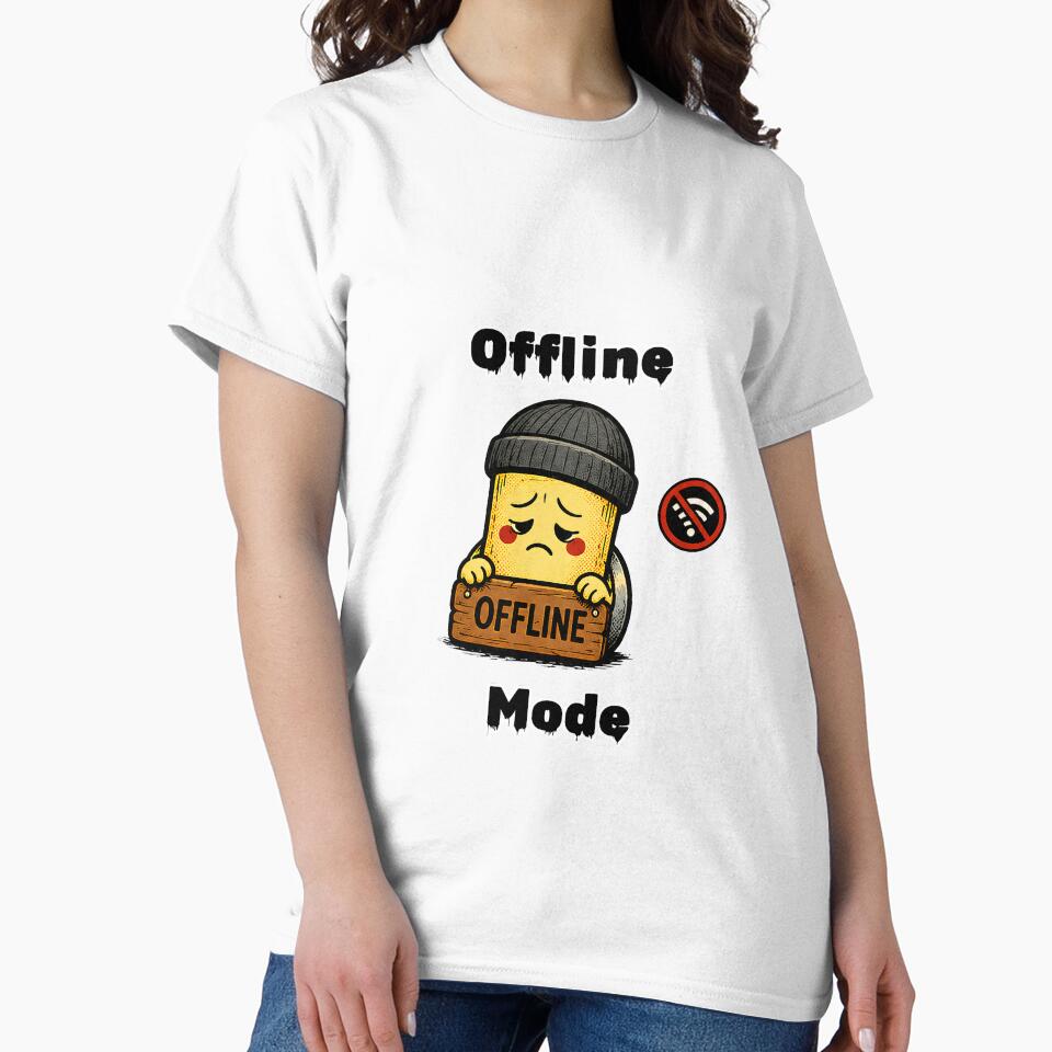 Offline Mode Shirt – Social Battery Low Funny Introvert Aesthetic Tee by DesignTeamHub