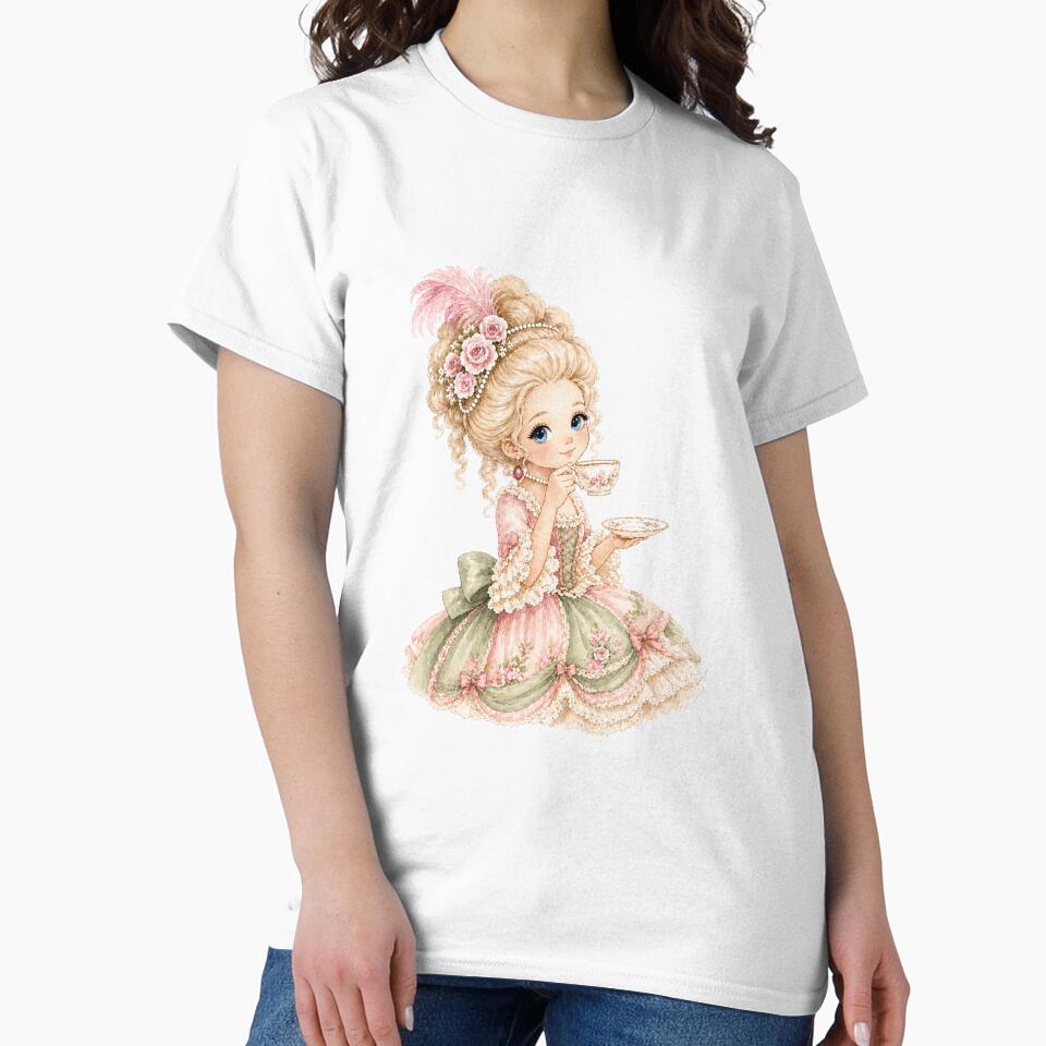 Marie Antoinette Drinking Tea (Pink) by Bara Lune Design