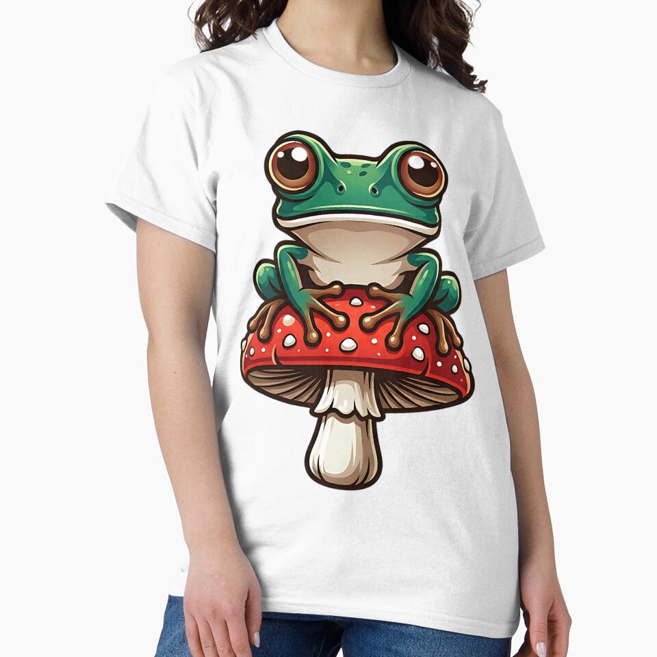 Frog sitting on a fly agaric mushroom by ReneMM