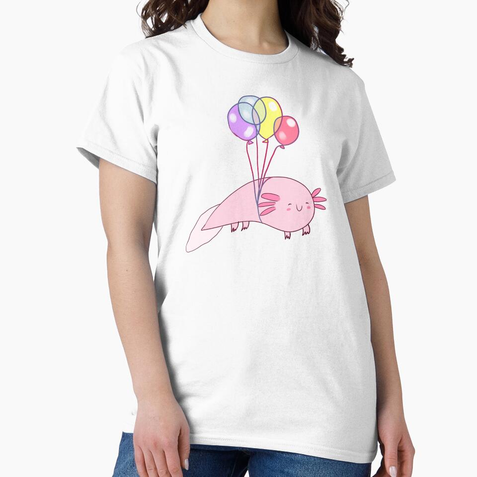 Funny axolotl with balloons by Mayarart