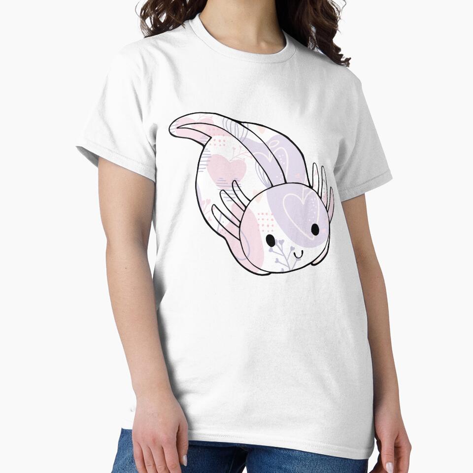 Cute Kawaii Baby Chibi Axolotl in Pastel Pink and Purple Pastel Patterns by InkMemories