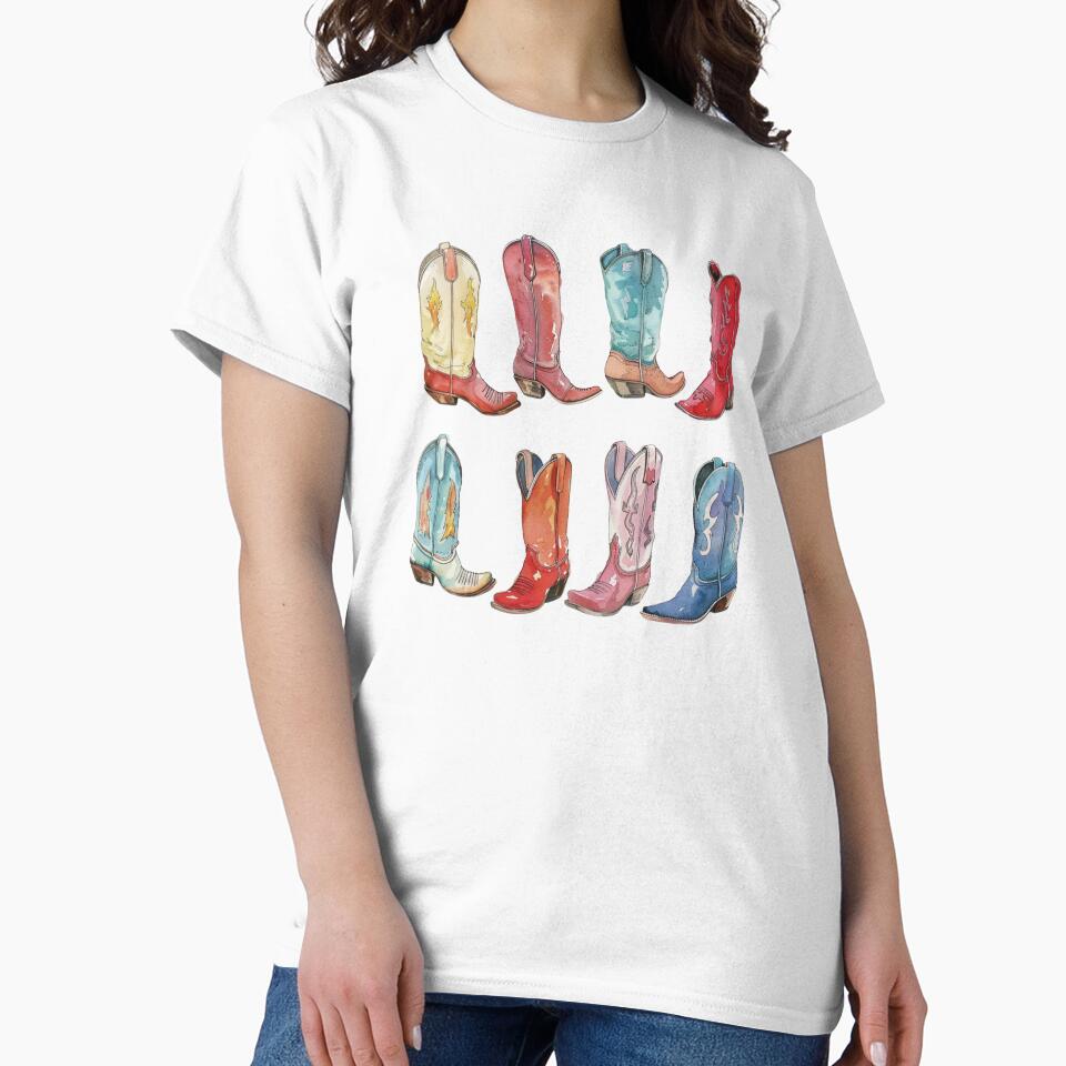 Western Girl Aesthetic Cowgirl Boots Illustration by infyberry