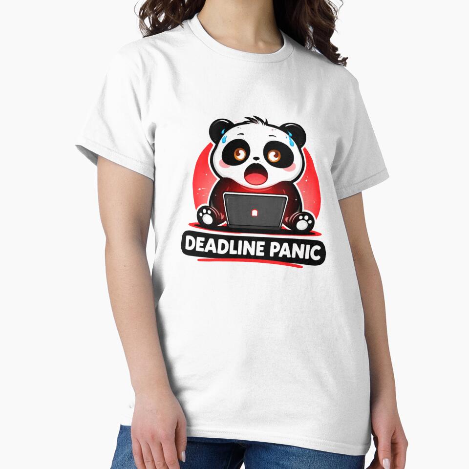 Deadline Panic Cute Panda – Funny Student Stress Sticker by snaperos