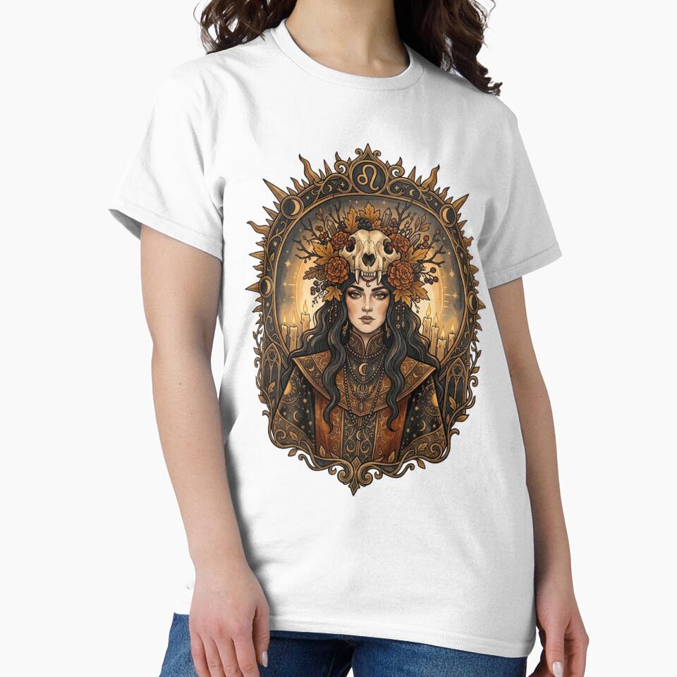 Leo Whimsigoth Zodiac Art — Dark Regal Fire Sign Astrology Design by DriftingDoodle