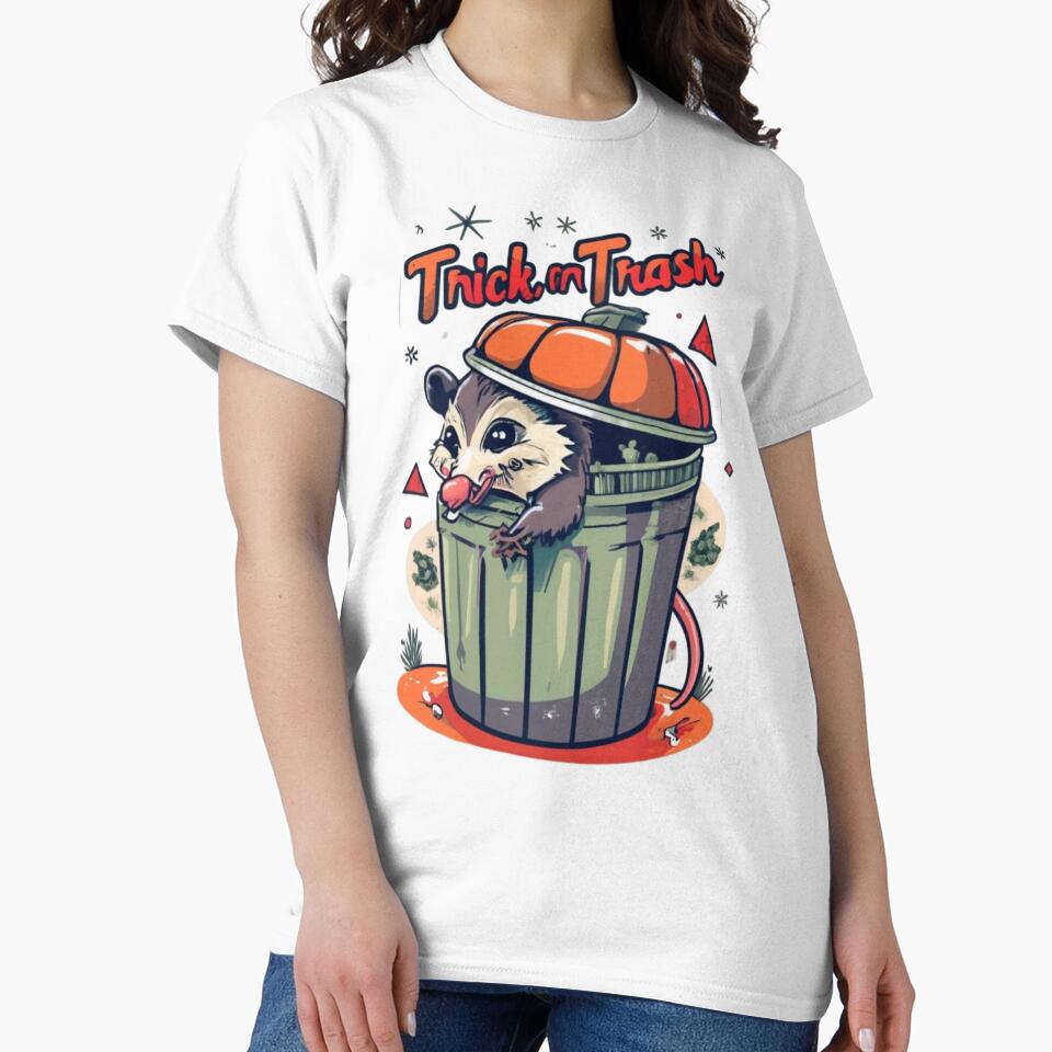 Funny possum in the trash can in trick or trash style by ArtFeverShop