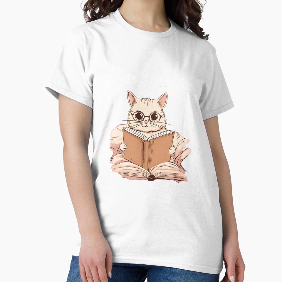 Book nerd and proud beige cute cartoon funny cat kitty by SoulfulT