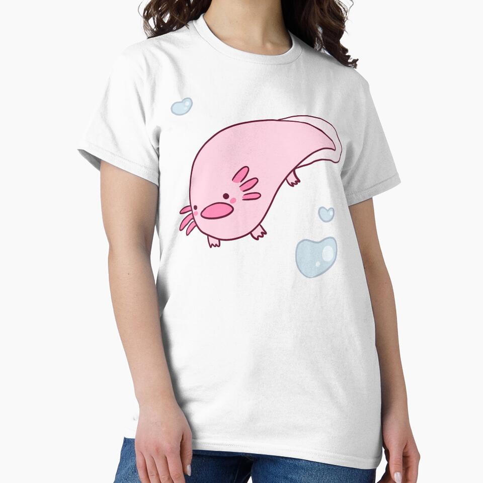 Funny axolotl with heart bubbles by Mayarart