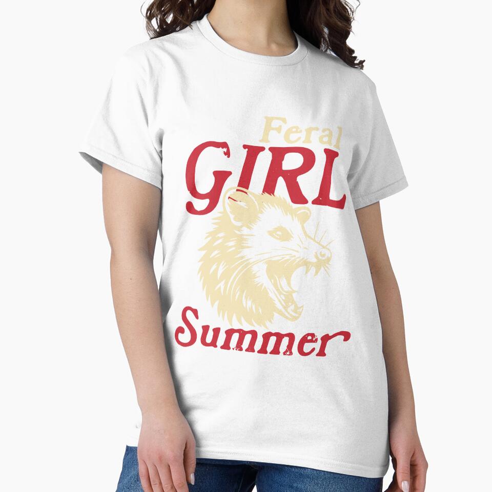 Feral Girl Summer Vintage Shirt For Opossum Lovers, Funny Raccoon Gift For Girl by jelee-jelee