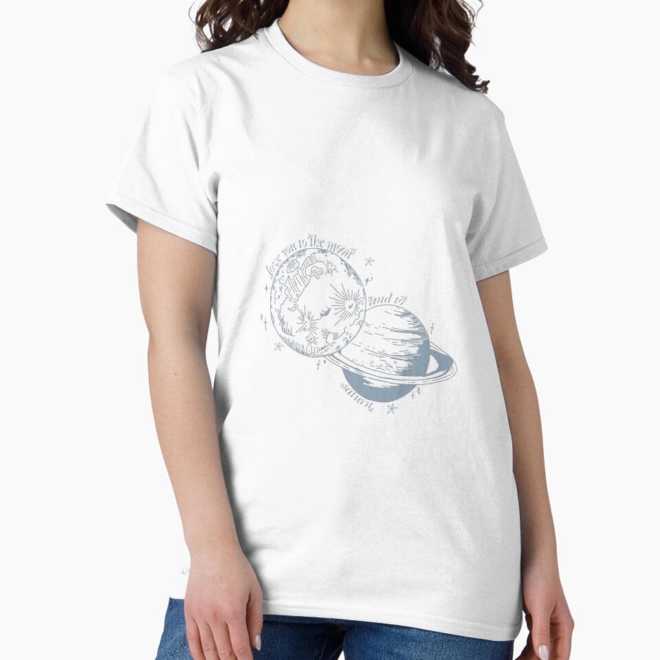 Love You To The Moon Saturn Line Art Print by gringoods
