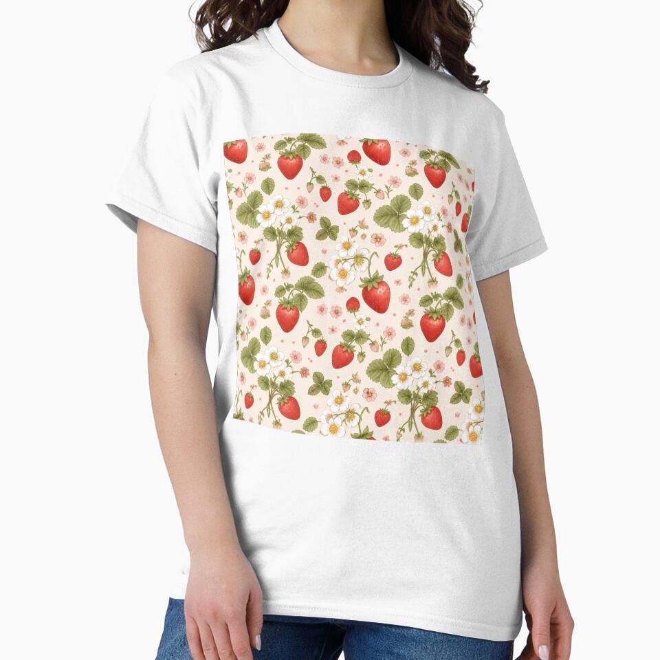 Cottagecore Strawberry Floral Pattern by StickyGuys