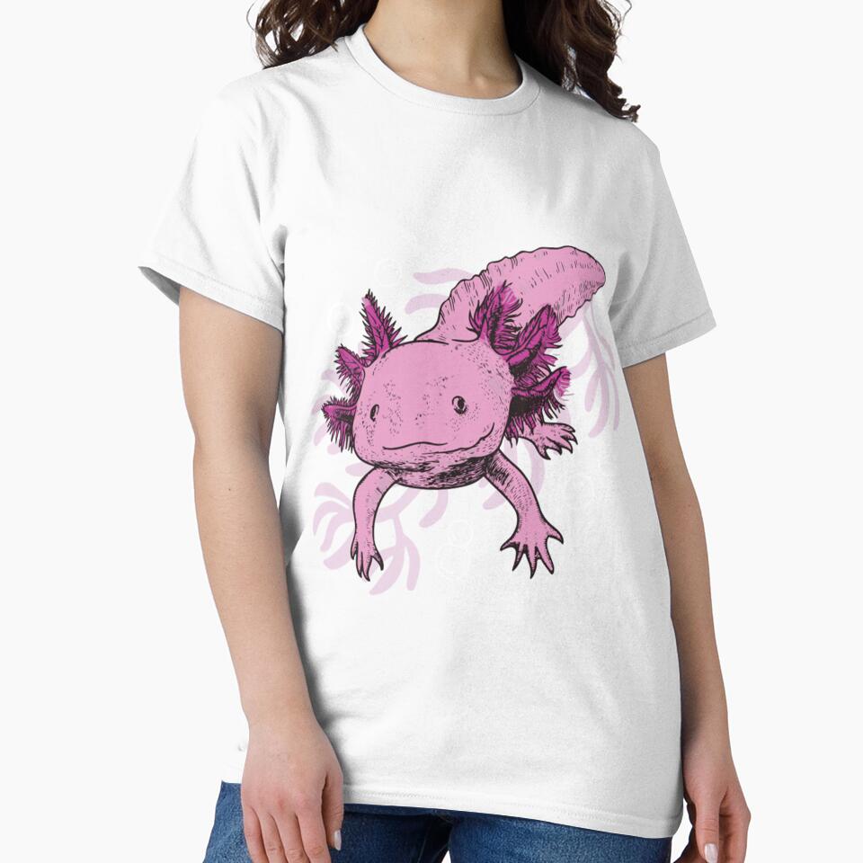Funny Pink Axolotl Coral Art by SamuelFranz