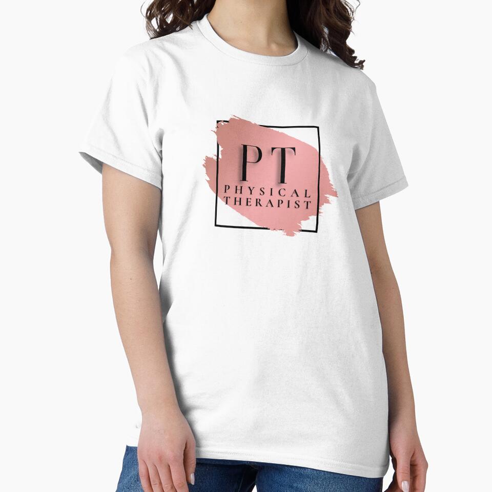 PT Physical Therapist Vers. 2 Unique, Minimalist Square Typography Acronym, Pink Abstract, Modern Preppy Rose Gold by PeriodicLabel