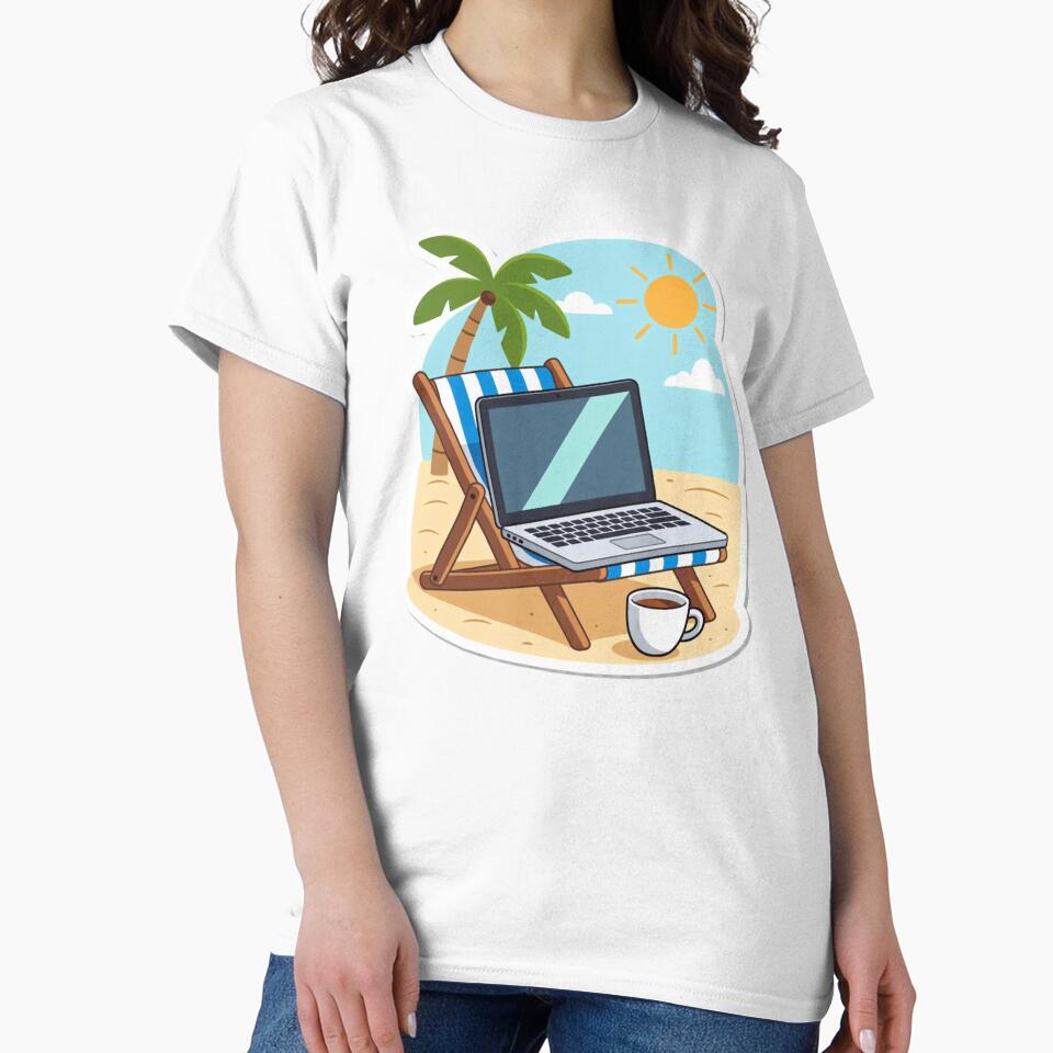 Work From Beach Digital Nomad Remote Work Laptop Lifestyle by ZYNORAworld
