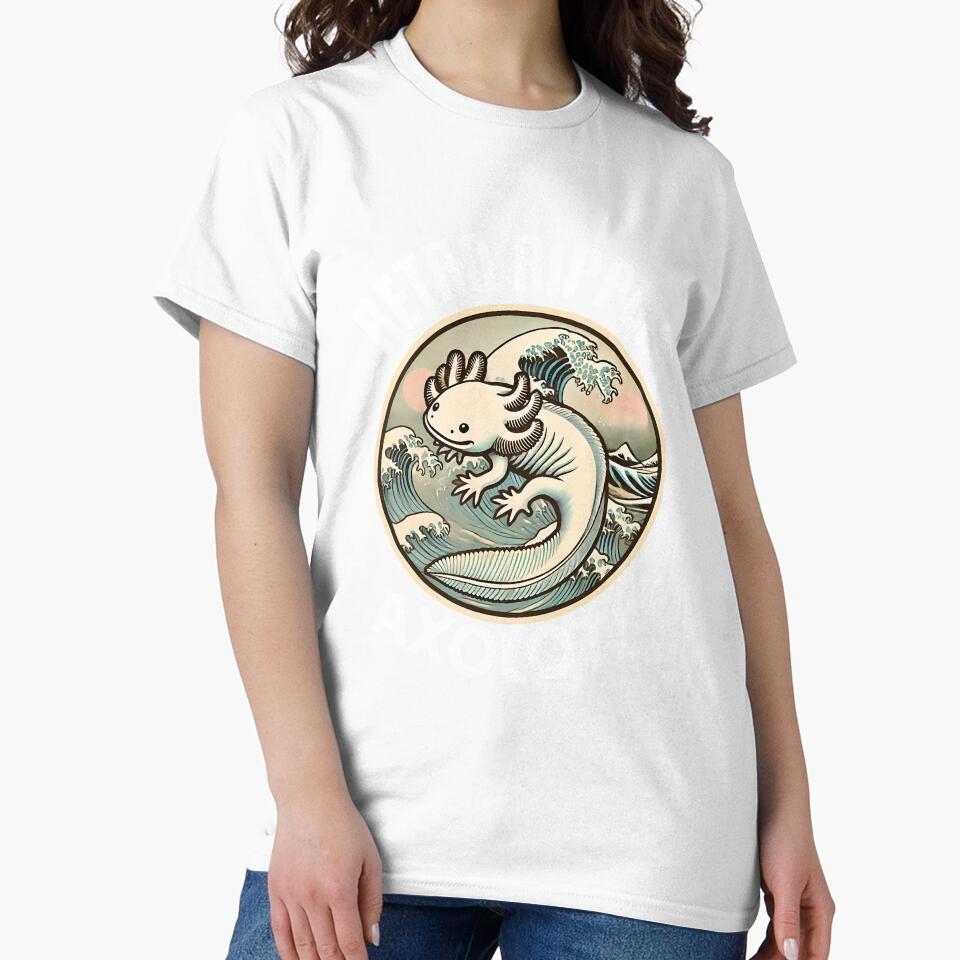 Retro Axolotl Waves Art for Ocean Lovers by peach-lab01